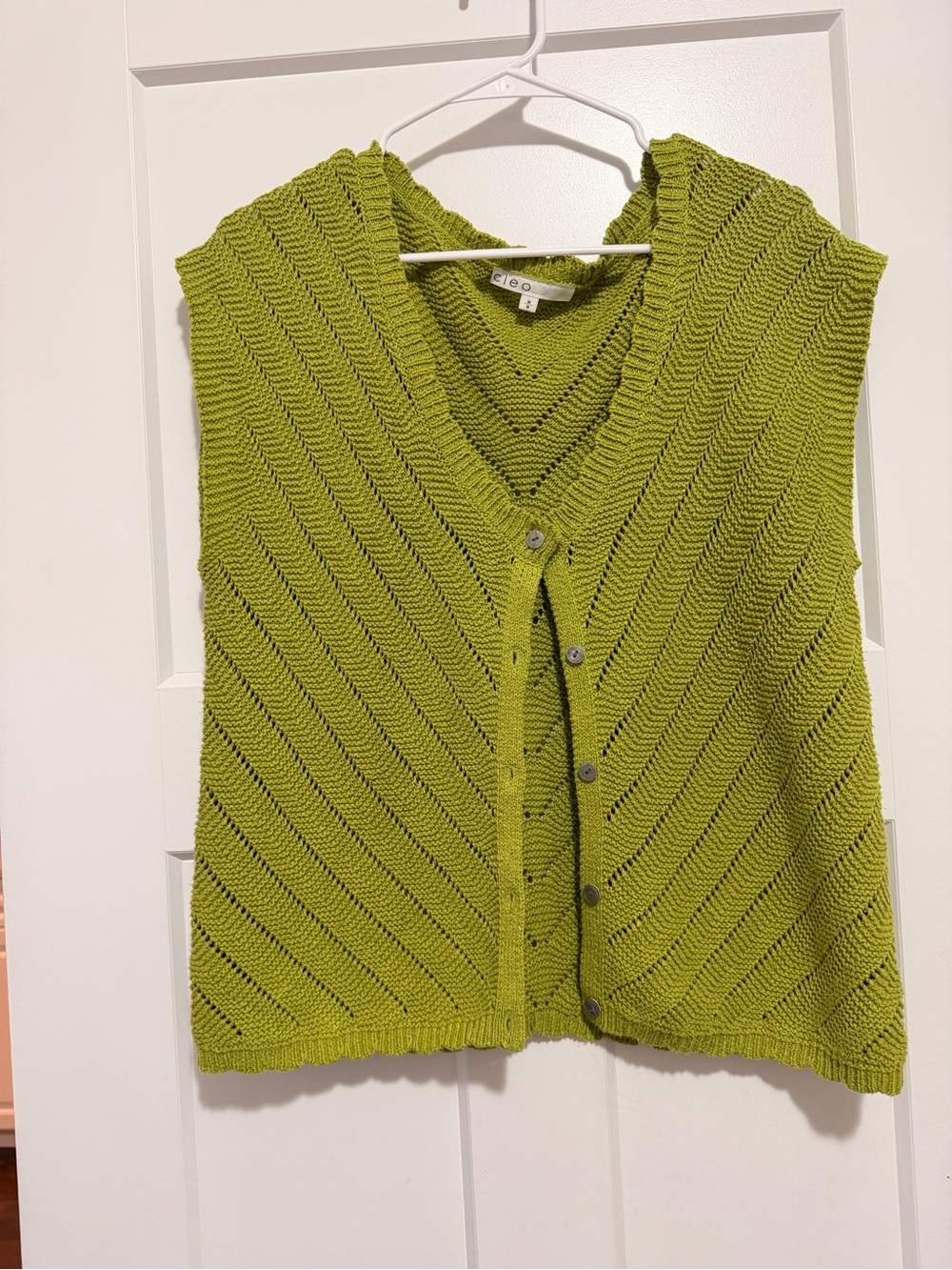 Bright Green CrochetSweater Vest